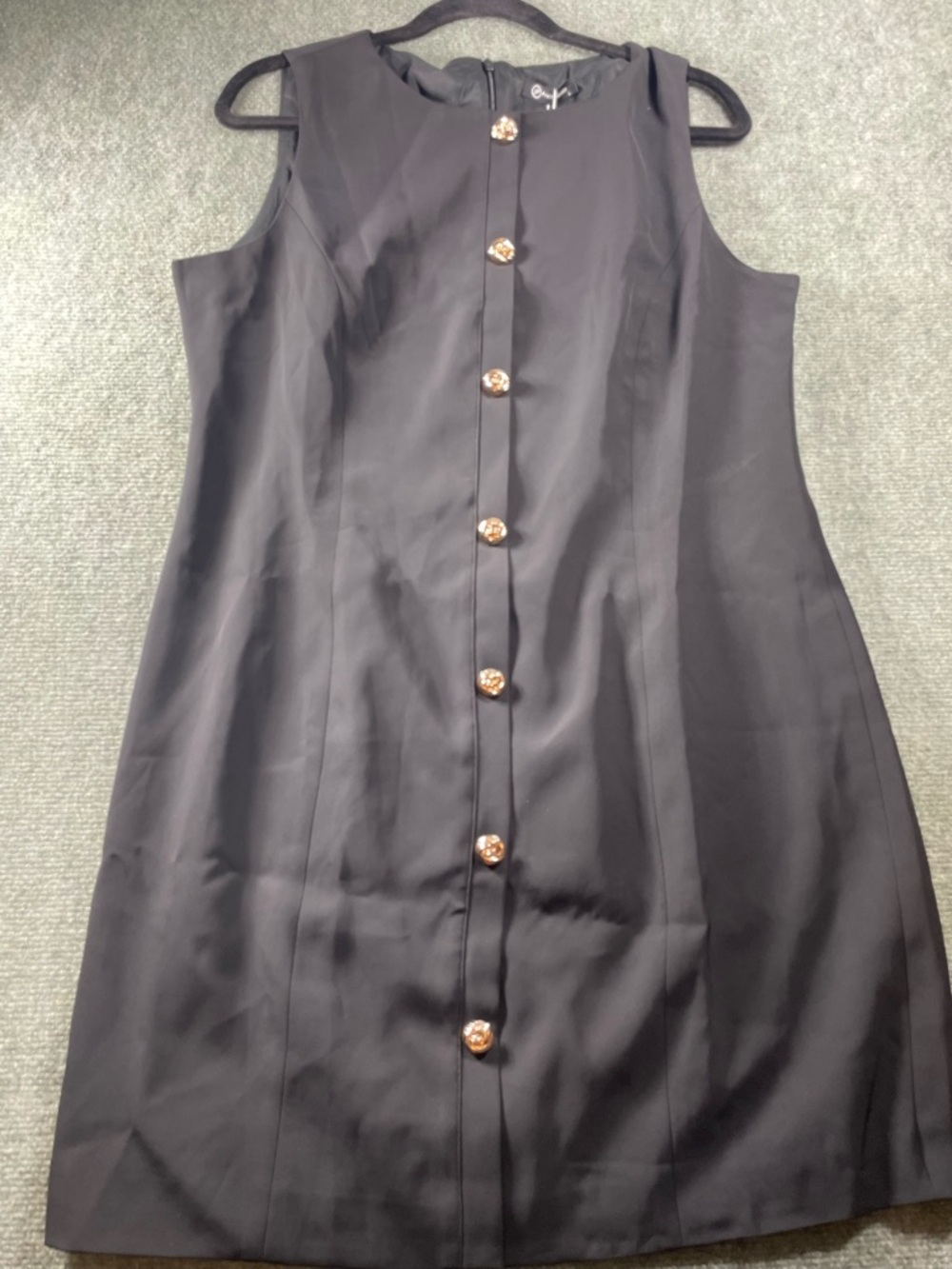 Sleeveless Black‎ Mini Dress with Decorative Buttons